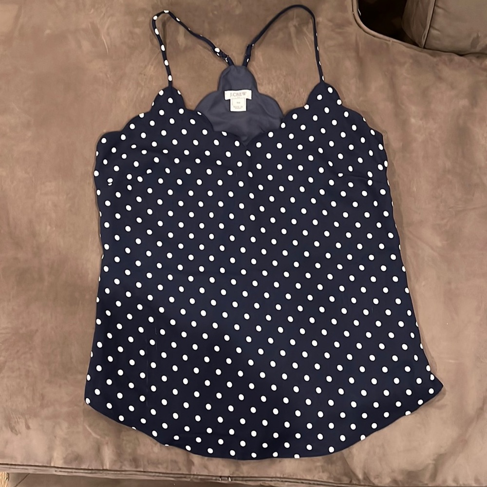 brand: j crew size:00 color: navy w white polka dots
